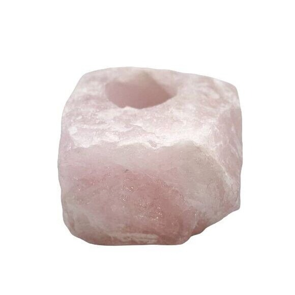 Crystal Candle Holder, Raw Rose Quartz, Stone Succulent Holder, Air-Plant Holder - Picture 2 of 8